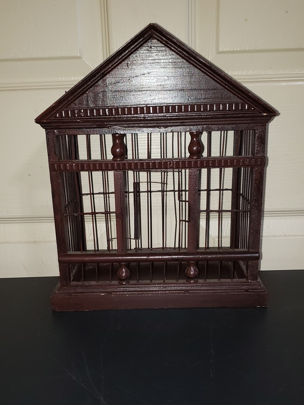 Vintage Decorative Brown Wooden Birdcage Accent